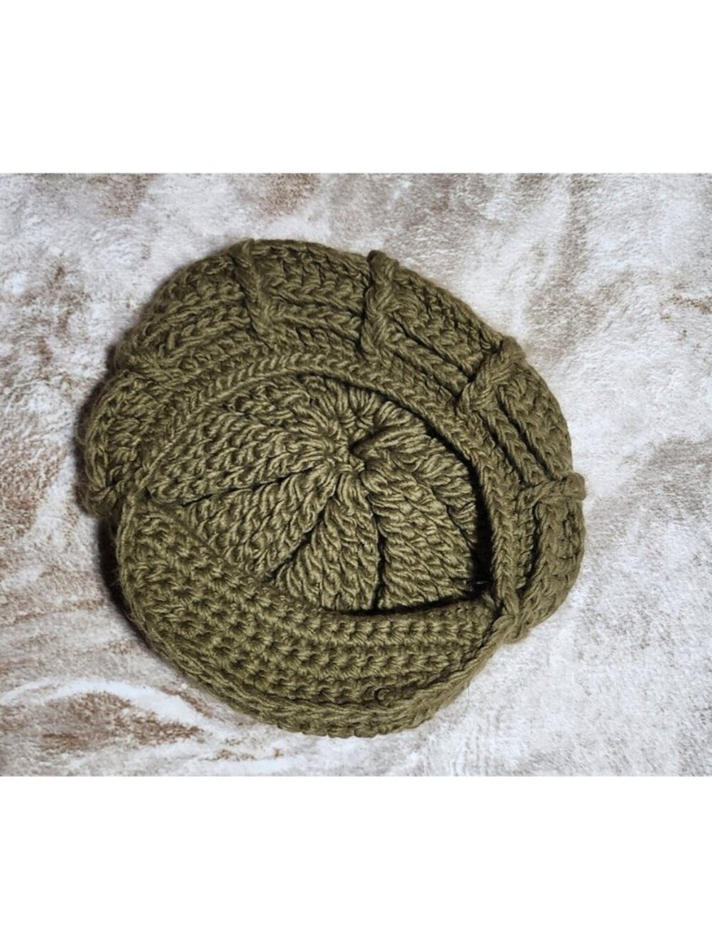 Vintage 70s Psychedelic Crochet Newsboy Cap - Picture 5 of 6